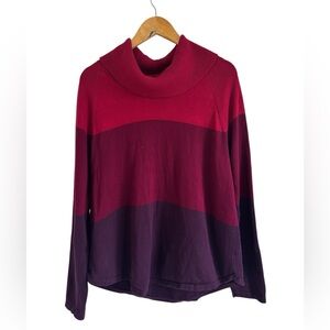 Kim Rogers Red and Purple Cowl Neck Sweater